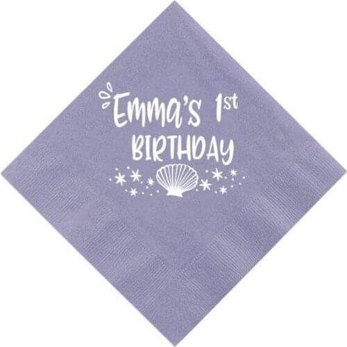 Our Little Mermaid Birthday Napkins - Personalised Mermaid Birthday Napkins, Summer Birthday Napkins,Mermaid Bash,Custom Napkins