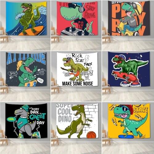 Cartoon Animal Dinosaur Wall Tapestry For Kids Childrens Bedroom Wall Hanging Tapestry Background Cloth Home Dorm Tapestries