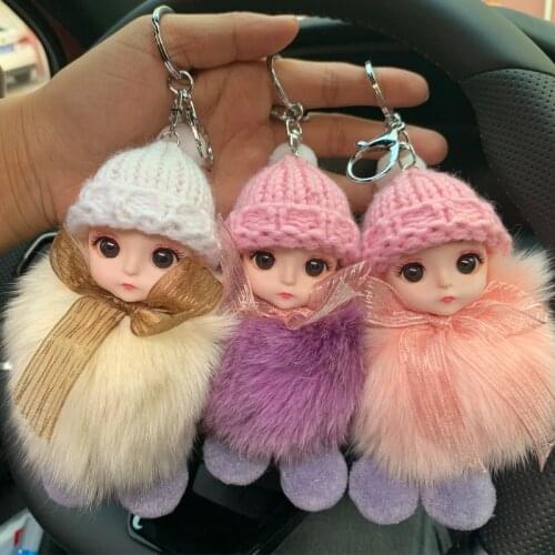 New Exquisite cite pretty Fox fur big eyes doll plush toy ball key pendant Soothing doll bag bed decoration christmase gift