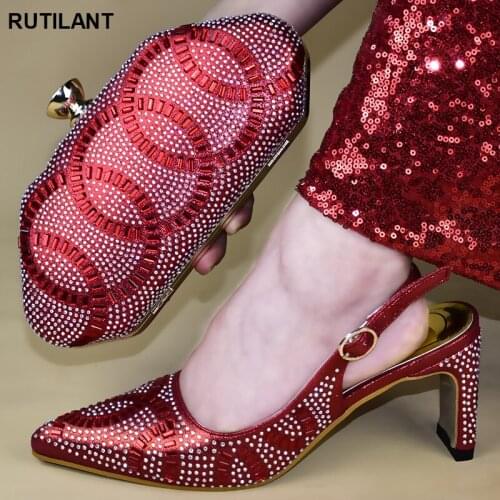 Latest Design Matching Shoes and Bag Set In Heels Italian Matching Shoe and Bag Set for Wedding Nigerian Women Party Pumps