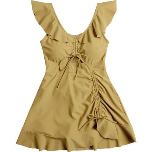 New Women Solid One Piece Swimwear Swim Beach Dress Bathing Suit Summer Sexy 2019 Swimming Beachwear Swimsuit Female Swimdress