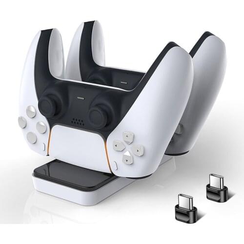 New PS5 Controller Charger Dual USB Charging Dock Station Detachable Charging Port Charger for Playstation 5 Wireless Gamepad