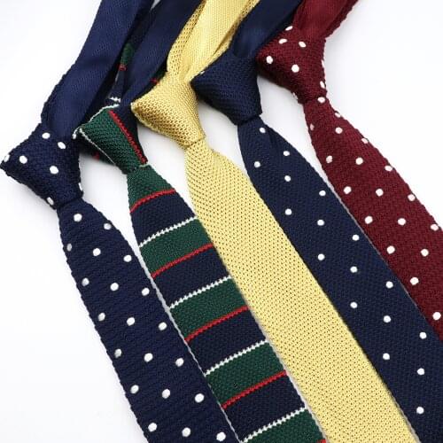 New Style Fashion Mens Solid Colourful Dot Knitted Necktie Narrow Slim Woven 5CM Classic Tie For Dinner Wedding Party Accessory