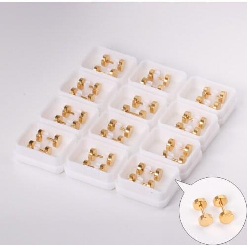 12 Pairs Ladies Earrings 316L Stainless Steel Ladies/Men Fashion Jewelry Gold Silver Color Punk Ear Stud Jewelry Wholesale