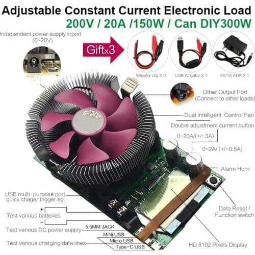 V 150 W Adjustable Constant Current Electronic Charging Battery Tester 12v24v48v Lithium Lead Acid Discharge Capacity Counter