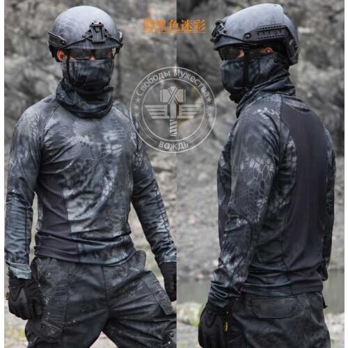 Tactical Crew Neck Long Sleeve Mesh TRU Shirt Kryptek Camo Highlander