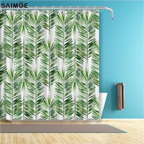 Palm Tree Decor Shower Curtain Tropical Tree Branch Evergreen Leaf Featured Artsy Plant Lush Design