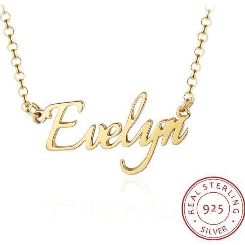 Personalized 925 Sterling Sliver Name Necklaces Fashion Anniversary Pendant Engraved Name 3 Color Jewelry Simple Gift for Women