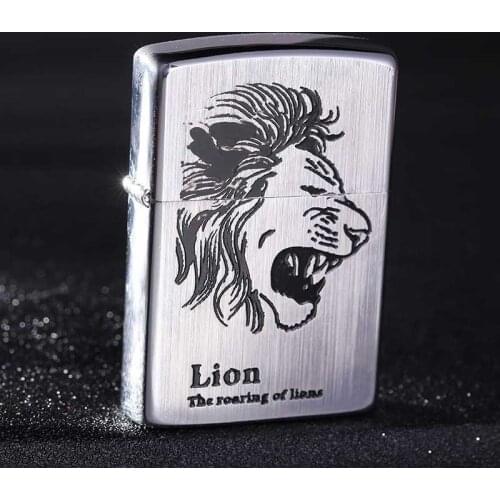 Zorro copper shell old-fashioned grinding wheel lighter windproof Engraved Dragon Animal pattern Gasoline Lighters Smoking Gift