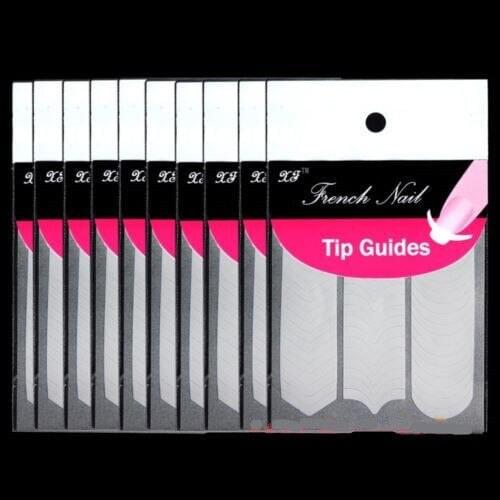 10 Sheets Nail Art Sticker French Tips Guides Decal Paper Acrylic UV Manicure