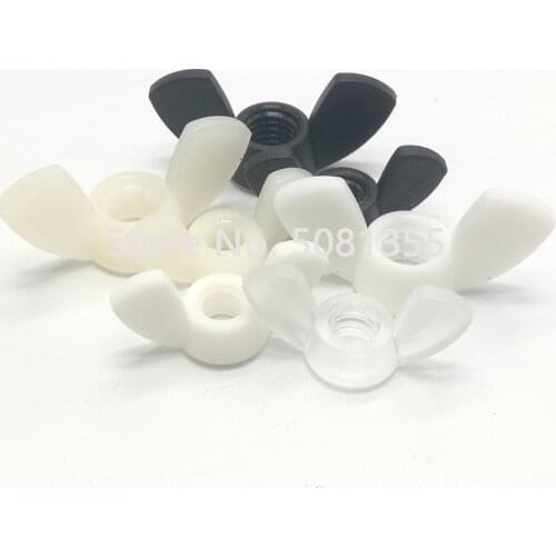 10Pcs M4 M5 M6 M8 DIN315 Hand Tighten Black or White Nylon PC PP Wing nut Butterfly Nut Ingot Plastic Wing Nuts