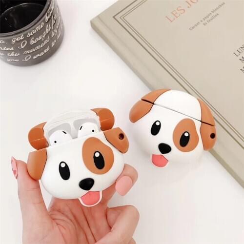 3D Cartoon cute puppy dog shark funny cute silicone Case For Airpods 2 1 cover For Air pods 1 2 Cases Wireless charging soft Box