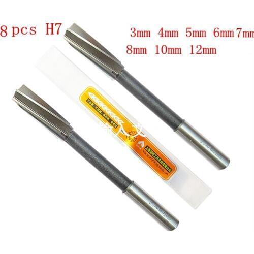 8pcs H7 HSS Stainless steel spiral reamers 3MM 4 5 6 7 8 10 12 rotating tool craftsman Core drill bit