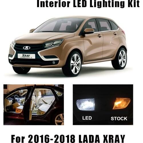 9 Bulbs White Car Canbus LED Interior Reading Map Dome Light Kit For LADA XRAY 2016 2017 2018 Trunk License Plate Lamp
