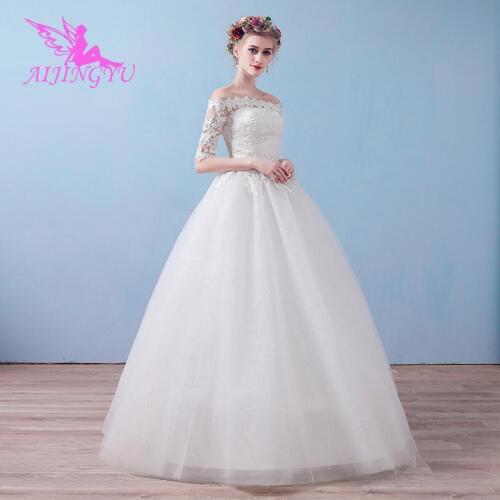 AIJINGYU 2021 floor length Customized new hot selling cheap ball gown lace up back formal bride dresses wedding dress FU201