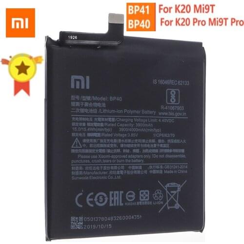 Xiao Mi 100% Original Battery BP41 BP40 For Xiaomi Redmi K20 Mi 9T Pro Mi9T K20Pro 4000mAh High Capacity Phone Batteria Akku