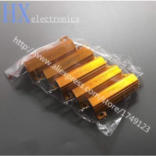 Free shipping 2PCS Gold aluminum housing resistance RX24-50W 6ohm NEW and best quality