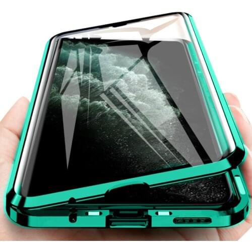 For iphone se 2020 case 360 full magnetic flip case for i phone 11 pro xs max xr x 7 8 plus double-sided glass protective coque