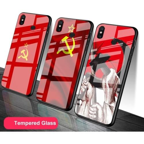 USSR Soviet Emblem Tempered Glass Phone Case For Redmi Note 5 6 7 8 9 Pro Note8T Note9S Redmi8 9 Cover Shell