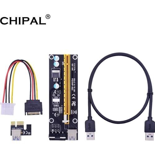 CHIPAL PCI-E Riser Card VER006 Express 1X 4x 8x 16x Extender PCI E USB 006 SATA 4Pin 15pin Power Adapter for GPU Video Card