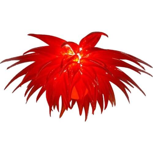 Classic Red Color Urban Home Decor Art Lamp Small Size LED Light Source Hand Blown Glass Chandelier for Villa 70 by 40 CM