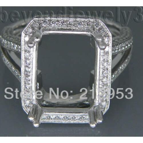 Vintage Emerald Cut 9x12mm 18Kt White Gold Setting Diamond Customs Ring Fine Jewelry WU039