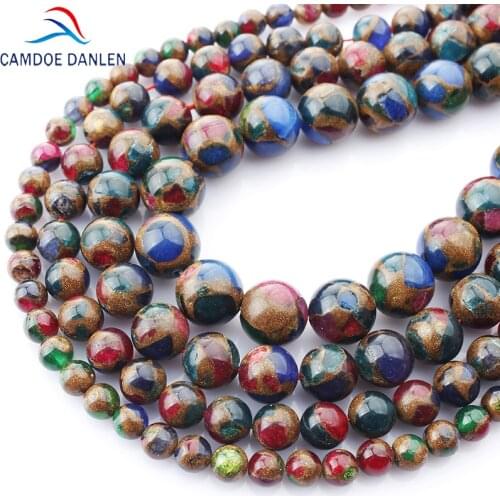 Colours Cloisonne Stone Round Beads 6 8 10 12MM DIY Bracelet Bangle Necklace Buddha beads Accessories Crafts For Jewelry Making