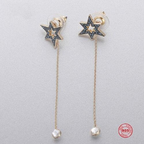 Fashion Charm Sterling Silver Original 1:1 Copy, Star Pearl Embellished Fashion Joker Women Luxury Jewelry Gifts