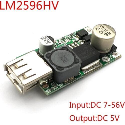LM2596 HV 5V DC-DC Step Down Buck Converter Module 9V 12V 24V 36V 48V To 5V 3A USB Charger Module Board