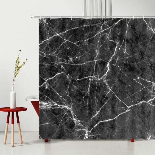 Marble Pattern Geometric Shower Curtain Set 100% Waterproof Polyester Fabric Home Bathroom Products Bathtub Decoration