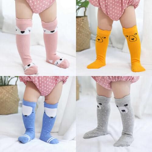 Non-slip baby socks 0 To 4 Year floor socks Kids knee high leg warm sock Newborn Girl Boy socks Animal Pattern Socks