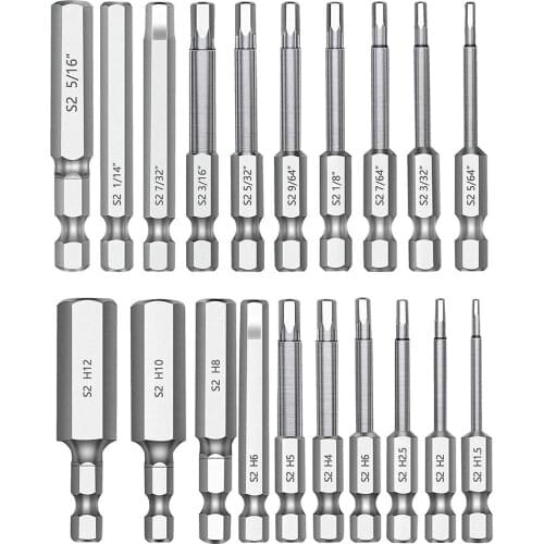NEW 20PCS Hexagonal Bit Combination Chrome-plated Weak Magnetic Bit Prevent Corrosion Hexagonal Bit Batch