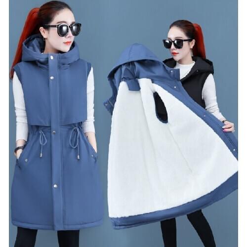 New 2021 Fashion Slim Fit Long Vest Women Thicken Cotton Padded Women Winter Vest Sleeveless Jacket Women Waistcoat Y147