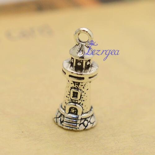 20pcs/lot--20x9mm, Antique silver plated 3d Watchtower charms,DIY supplies,Jewelry accessories
