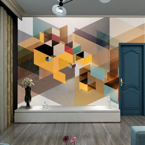 Custom Wallpaper Geometric 3d Abstract Pastoral Murals for Living Room Cafe Sofa Background Wall Prints Decor Papel De Parede