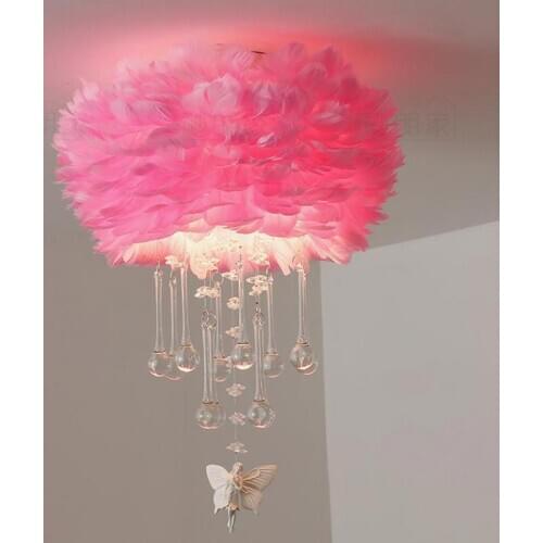 Bedroom Warm Feather Ceiling Lamp Modern Led Ceiling Lights Christmas Decoration For Home Dining Room Crystal Lamp Feather Light
