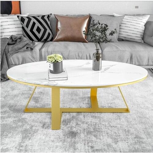Simple Nordic marble tea table modern light luxury net red personality creative small family living room oval tea table