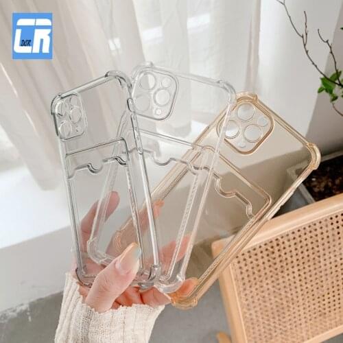 Transparent Card Case For iPhone 11 Pro Max 7 8 Plus Lens Protection Shockproof Case For iPhone 12 Pro Max XR X Case Back Cover