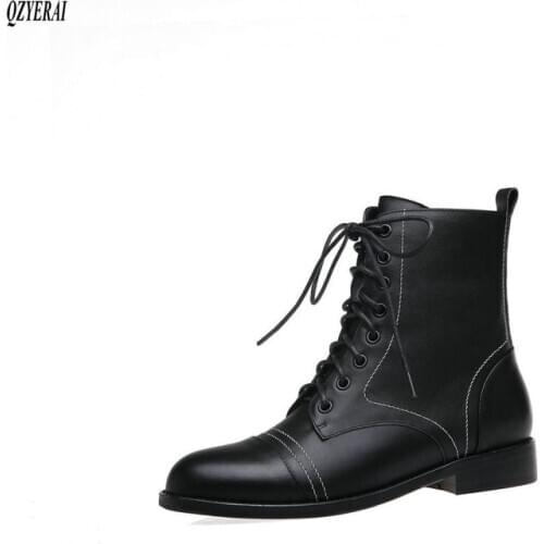 QZYERAI Autumn winter Genuine leather Female boots Riding boots Womens boots black cowhide Womens shoes Size 34-43