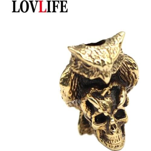 Vintage Copper Owl Skull Head EDC Knife Pendants Umbrella Rope Hangings Jewelry Punk Creative DIY Brass Keychains Accessories
