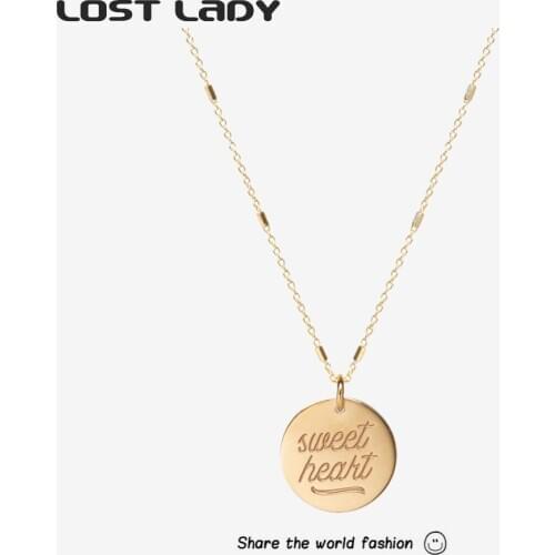 Lost Lady New Fashion Letter Mama Necklace For Women Gold Color Alloy Pendant Necklace Wholesale Accessories Party Wedding Gifts