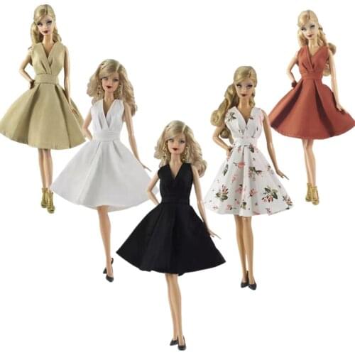 1/6 Classic Sleeveless V Neck Dress for Barbie Doll Clothes Fashion Outfit Party Gown Vestidos 11.5" Dolls Accessories Kids Toy