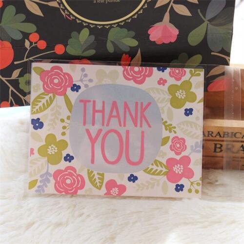 100pcs 10x13+3cm Thank You Flowers Bakery Cookie Candy Gift Soap Cello OPP Plastic Bag Thanksgiving Day Wedding Party Decoration