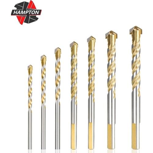 3-12mm Hreaded Triangle Drill Bits Carbide 1pc Round Handle Golden Overlord Drill for Wall Tile Marble Household Drilling Bit