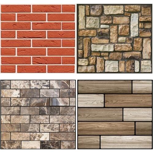 3D Tile Sticker PVC Self-adhesive Brick Wall Stickers For Living Room Bedroom Bathroom TV Background Wall Decals Home Decoration
