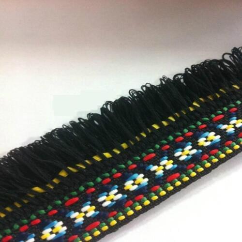 4cm nations style jacquard fringe ribbon, tassel floral ribbon lace,cuff ribbon curtain lace,costume trimming,XERY13785