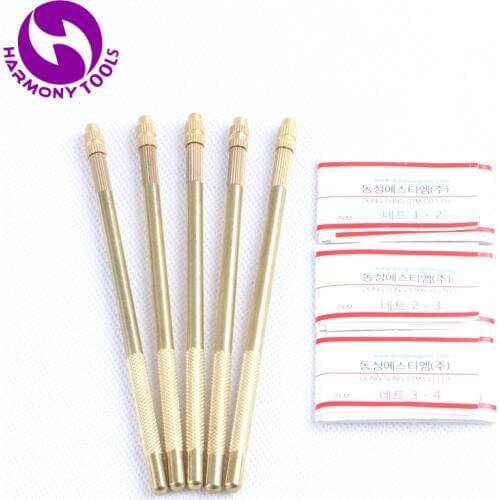 5 Sets Copper Bronze Handle Weaving Crochet Ventilating Hook Needle For Making wigs & frontal & closure