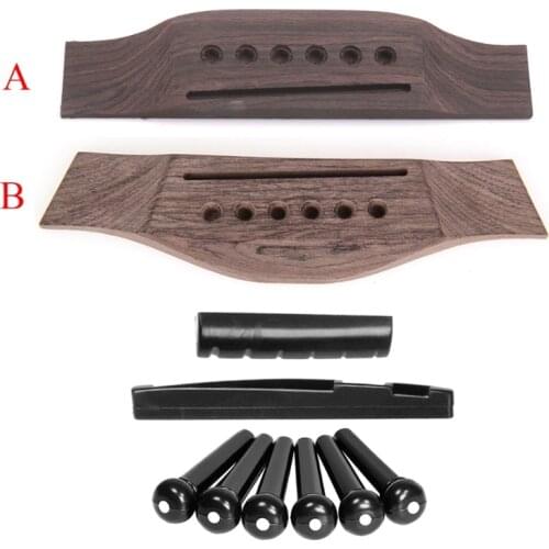 Acoustic Guitar Wooden Rosewood Bridge Pins Saddle Nut Sets DIY Accesories Guitar Replacement