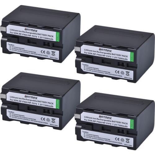 4Pcs NP-F970 F970 NPF970 NP-F960 Rechargeable Battery for Sony F975 F970 F960 F950MC1500C 190P 198P F950 MC1000C TR516 TR555