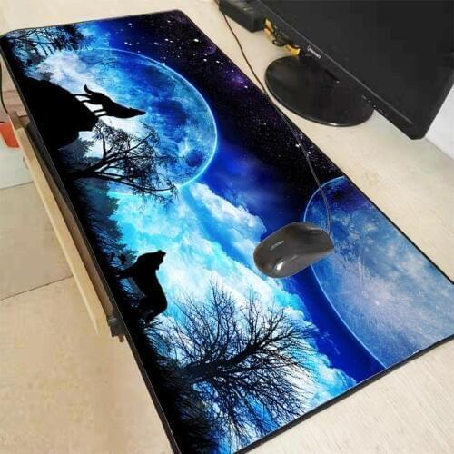 Mairuige The Wolf moonlaptop Gaming Large Locking Edge mouse pad Rubber Game Mouse Pad Decorate Your Desk at Home And Office